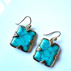 NWOT Melinda Maria Turquoise & Gold Dangle Earrings